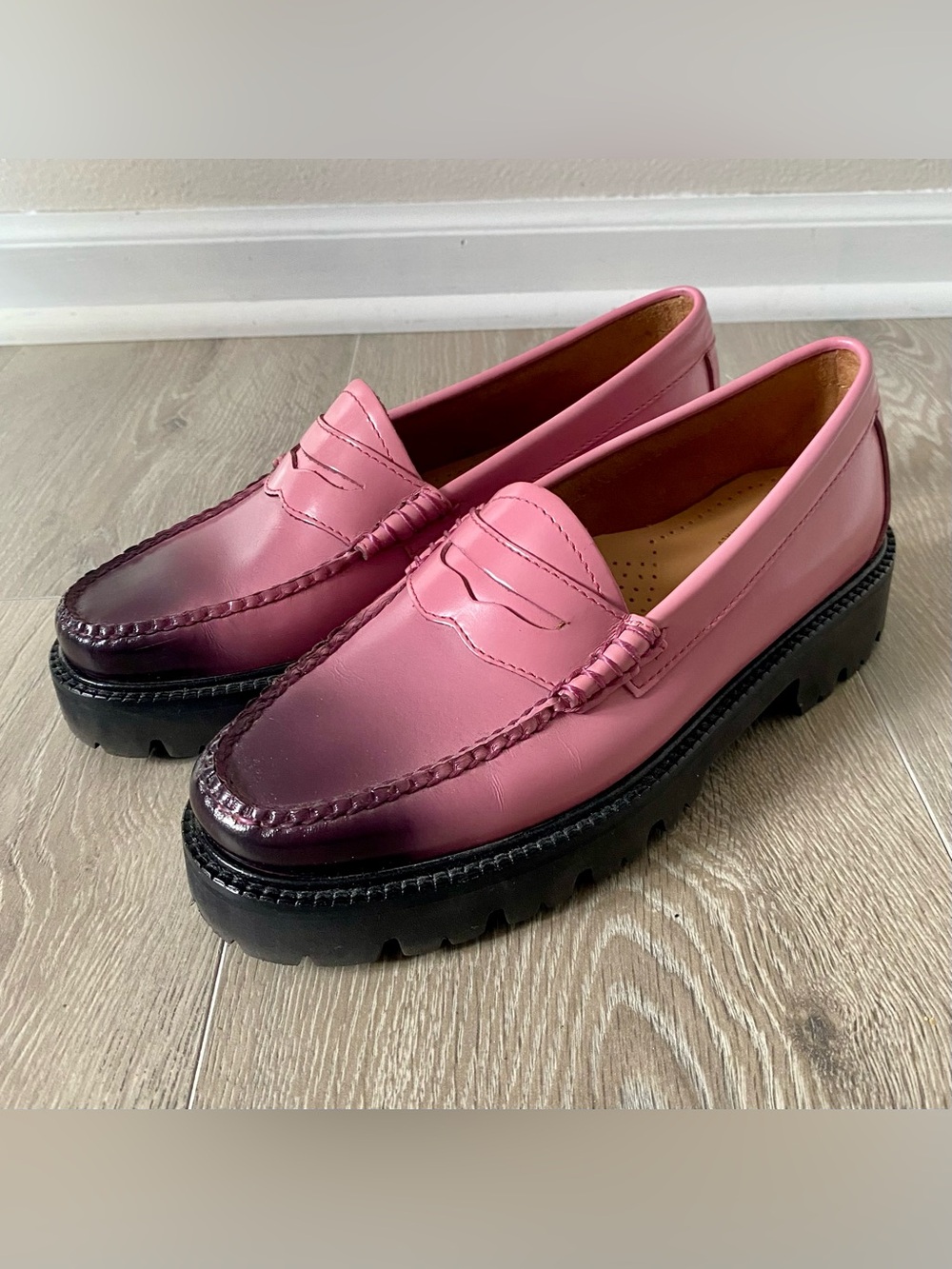 G.H. Bass Whitney Candy Lug Sole Weejun Penny Loafers Pink Plum Ombre Sz 7 NWOB